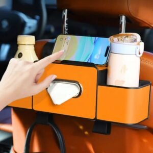 Car Back Seat 3-in-1 Multi-Functional Organizer-Tissue Box Holder
